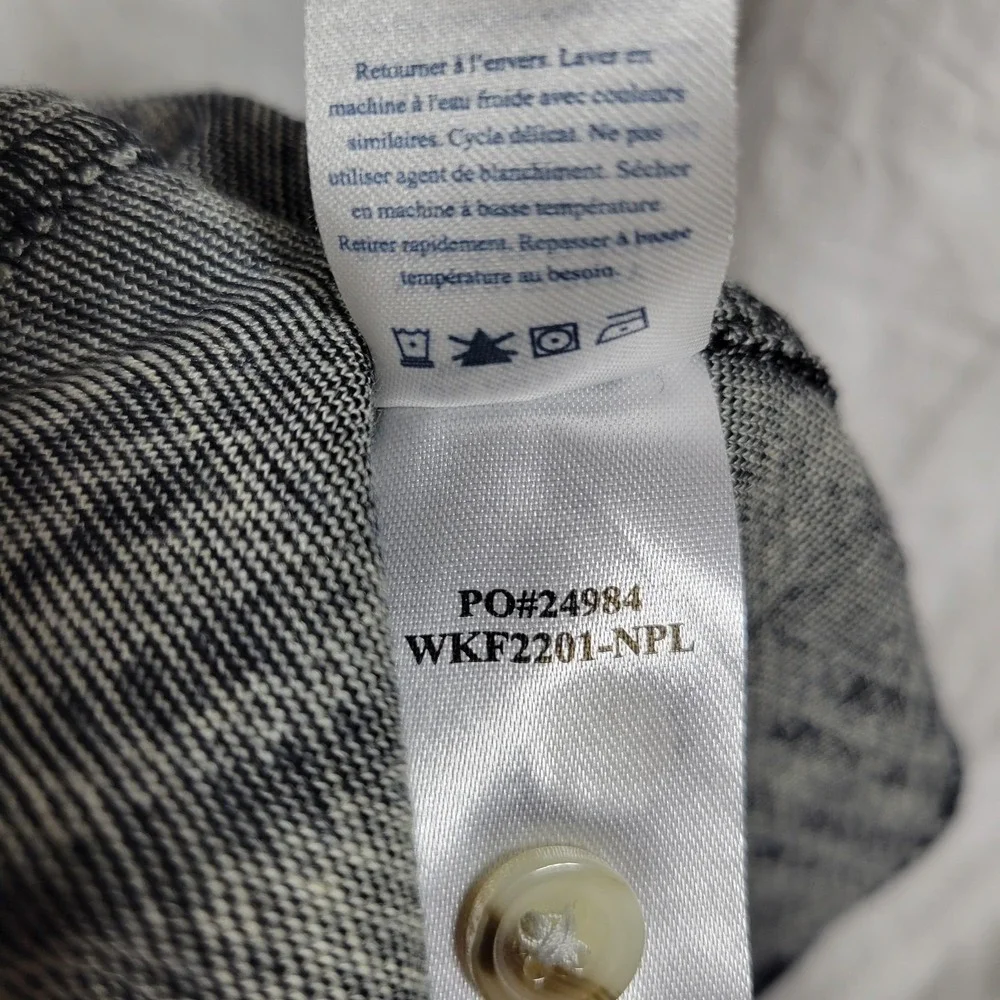 Faherty Legend Sweater Shirt Black White Plaid Long Sleeve Womens Size M - Picture 5 of 6